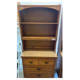 Oak-Finish Hutch With Drawers and Shelving