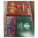 Boxed McCafe and Starbucks K-Cup Pods