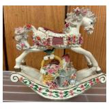 Floral Rocking Horse Figurine