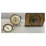 Three Vintage Mantel and Alarm Clocks