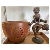 Candle Holder and Bronze Look Children Statue
