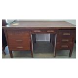 Wooden Desk with Drawers and Inset Handles