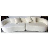 129-Inch Curved Two-Piece Sofa with Pillows