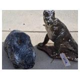 Two Weathered Concrete Animal Statues r2 right