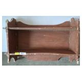 Two-Shelf Brown Wooden Hanging Wall Rack