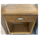 Wood Veneer Nightstand With Drawer and Shelf