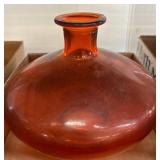 Orange Glass Vase with Flared Rim