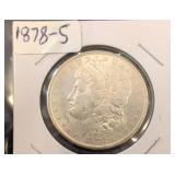 1878 S Morgan Silver Dollar in Cardboard Holder