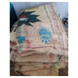 Stack of Used Burlap Coffee Sacks