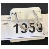 925 Silver Hoop Earrings with Stones