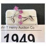 Sterling Silver Earrings with Pink Stones
