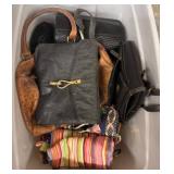 Bin of Assorted Handbags and Clutches