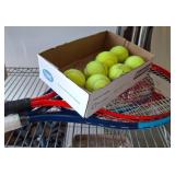 Tennis Rackets and Box of Tennis Balls