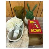 Decor Assortment with Tin, Faux Cactus, and Vase