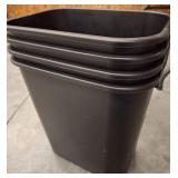 Four Black Plastic Waste Bins
