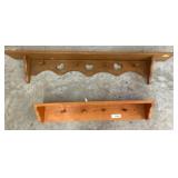 Wood Wall-Mounted Shelves with Peg Hooks