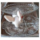 Glass Serving Dishes With Ty Beanie Baby Rabbit