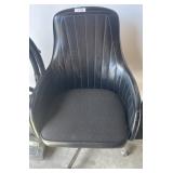 Black Upholstered Swivel Chair with Metal Base