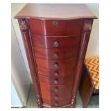 Wooden Jewelry Armoire, Hinged Top with Mirror