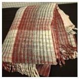 Plaid Wool Blanket with Fringe Edges