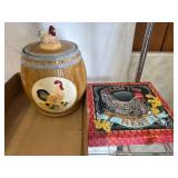 Ceramic Rooster Jar and Decorative Wall Decor