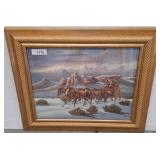 Framed Western Stagecoach Landscape by John French