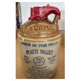 Stoneware Jug with Platte Valley Whiskey Label