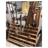 Wood Clamp Rack With Assorted Clamps