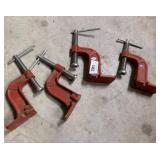Four Red 3-Inch Clamps