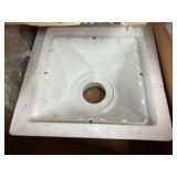 Square White Plastic Drain Box with Grate Cover