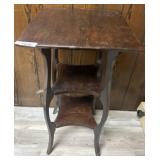 Wooden Side Table with Two Lower Shelves