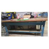 Metal Workbench With Mounted Blue Vise