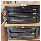 Two Black Metal Tool Cabinet Units