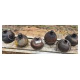 Six Rusted Metal Lanterns