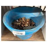 Copper Pipe Fittings in Blue Bucket