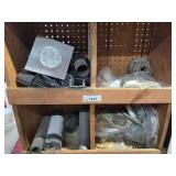 Wooden Shelf With Assorted Hardware Pieces