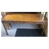 Rectangular Wood Table with Carved Apron