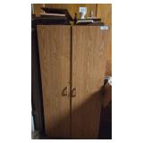 Wooden Storage Cabinet With Contents