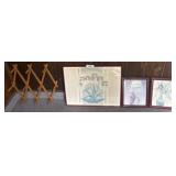 Framed Floral Prints and Wooden Wall Decor