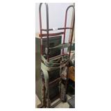 Metal Filing Cabinet with Red Hand Truck