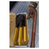 Rigid Pipe Wrench and Hand Crimper Tools