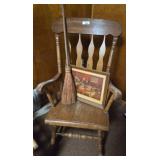 Wooden Spindle-Back Chair with Accessories