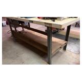 Metal-Framed Work Table With Wooden Top