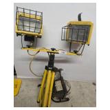 Dual Yellow Work Lights on Adjustable Tripod