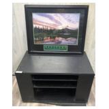 Black Media Table with Framed 
