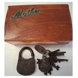Wooden Box with Lock and Set of Keys