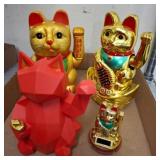 Four Assorted Beckoning Cat Figurines