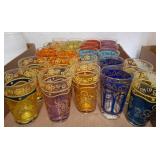 Multicolor Glasses with Gold Floral Motifs