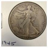 1945 Walking Liberty Half Dollar Coin