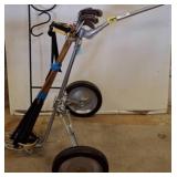 Bag Boy Golf Cart with Vintage Golf Clubs